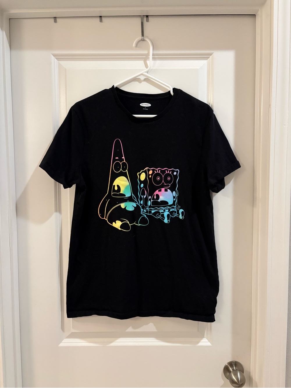 Old Navy Black Men's Neon SpongeBob & Patrick Graphic Tee